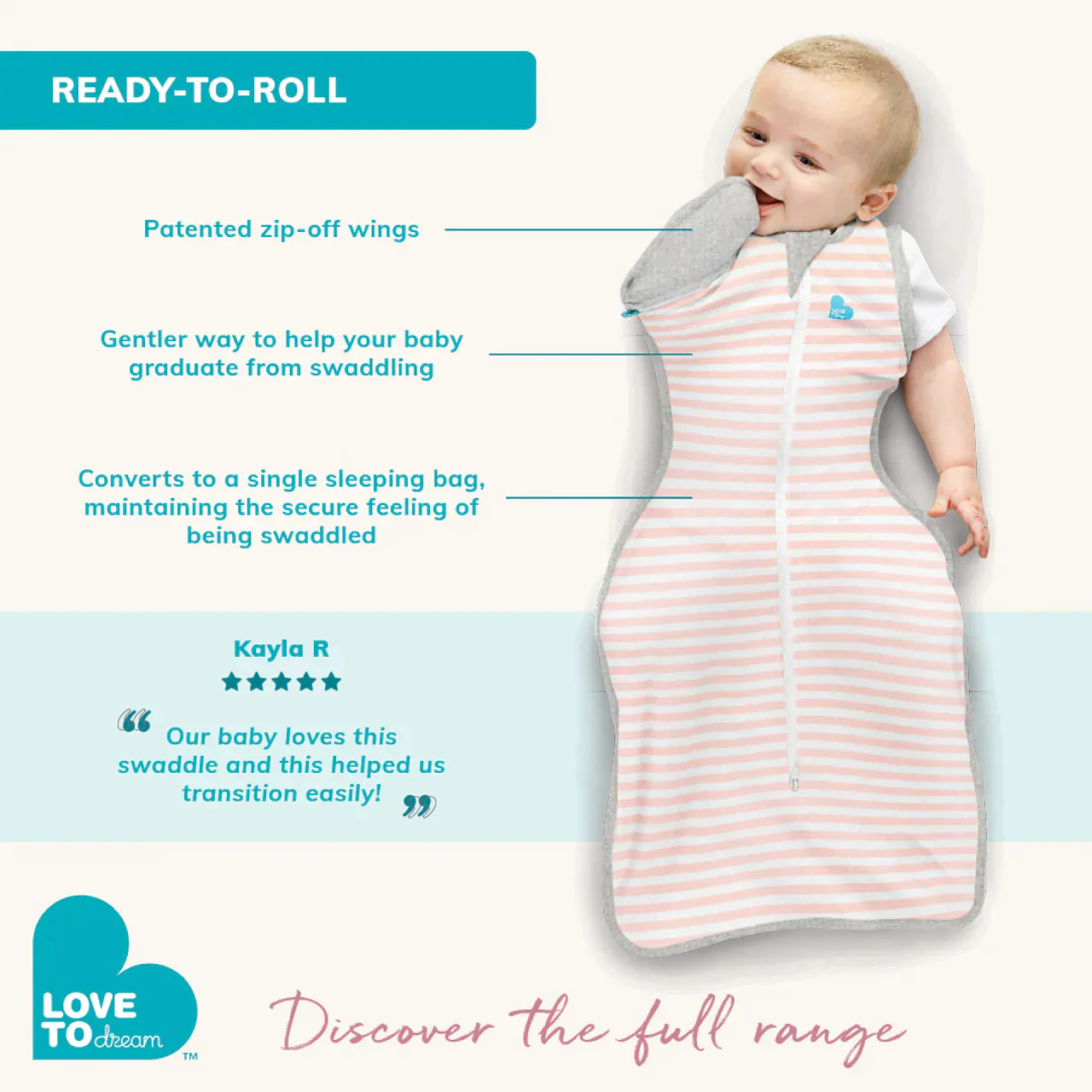 Love To Dream Swaddle Up Transition Bag 2.5 TOG -White Dreamer - Image 9