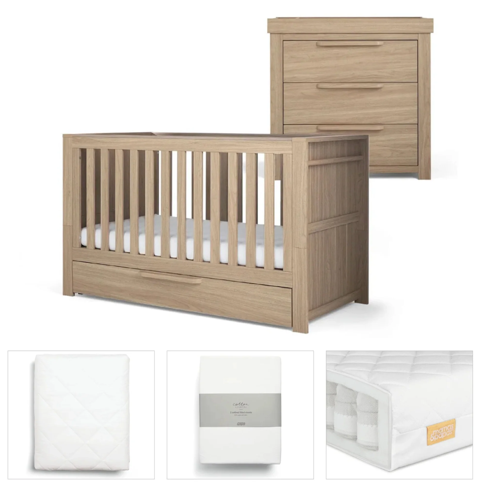 Mamas & Papas Franklin Light Oak 7 Piece Complete Nursery Package - Image 7