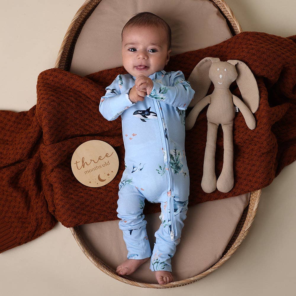 Snuggle Hunny - Blue Ocean Organic Snugglesuit Convertible Romper - 0-3 Months (000) - Image 2