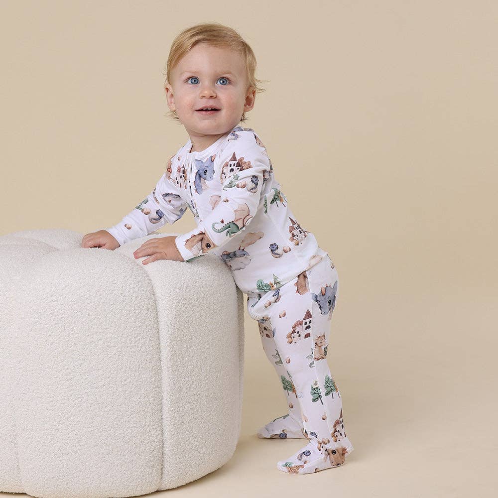 Snuggle Hunny - Dragon Organic Snuggle Sleepsuit Zip Footie - 3-6 Months (00) - Image 8