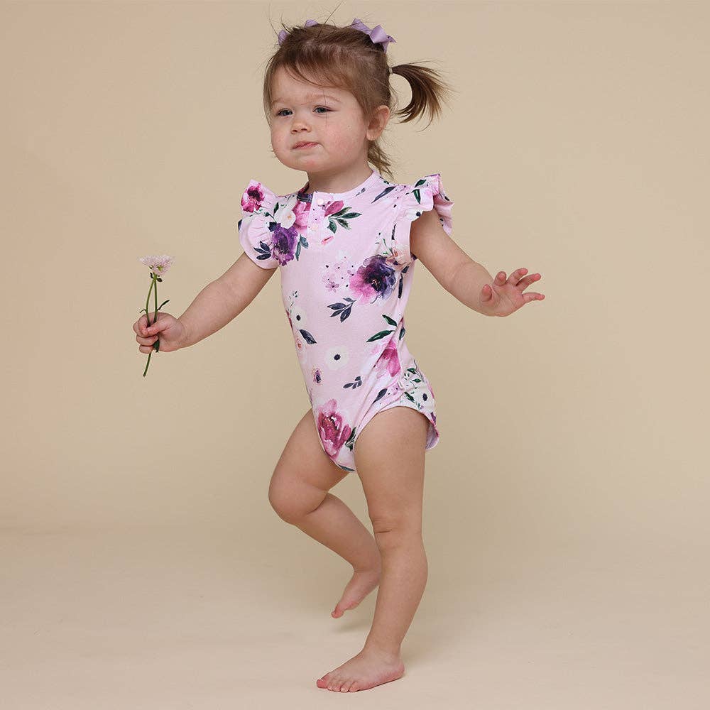 Snuggle Hunny - Floral Kiss Short Sleeve Organic Bodysuit with Frill - 3-6 Months (00) - Image 5