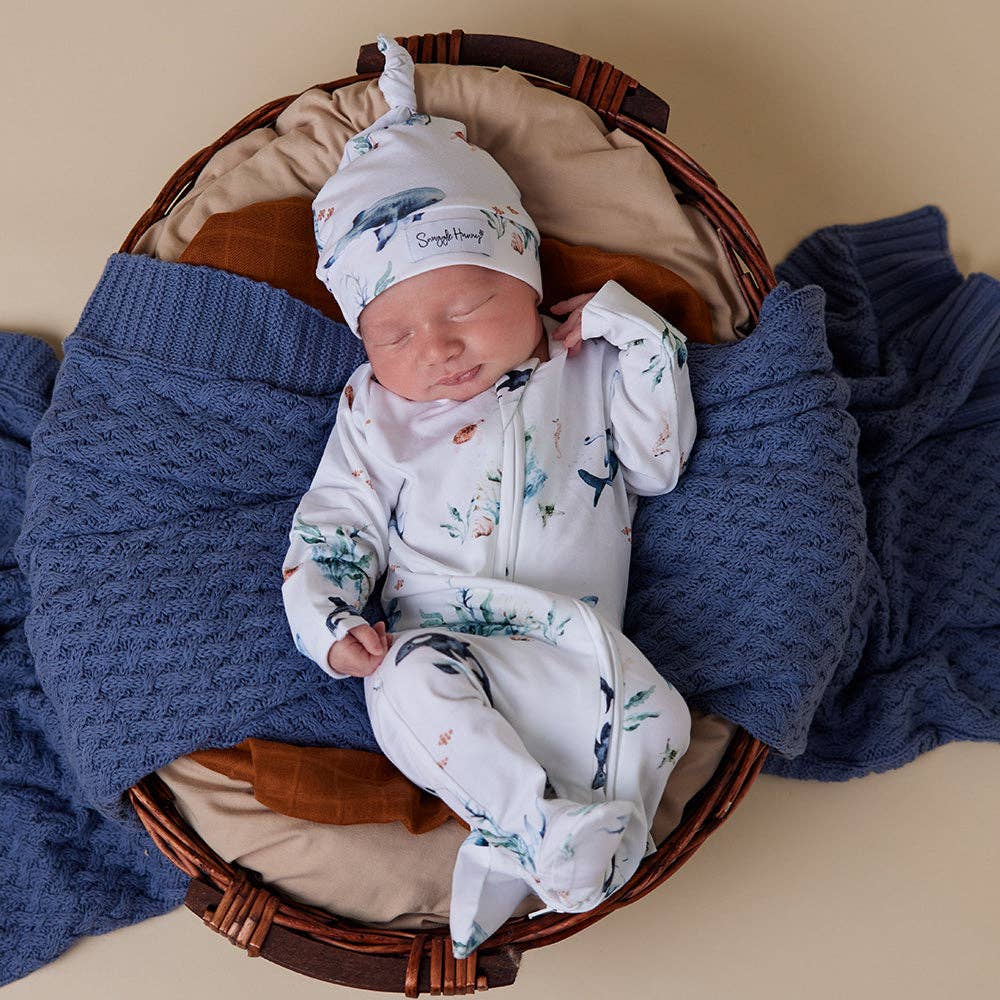 Snuggle Hunny - Ocean Organic Snuggle Sleepsuit Zip Footie - 6-12 Months (0) - Image 3