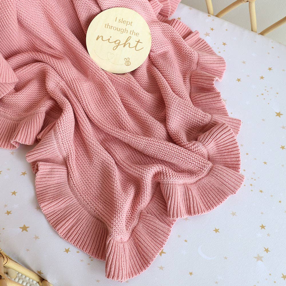 Snuggle Hunny - Rosa Ruffle Knit Organic Baby Blanket - Image 3